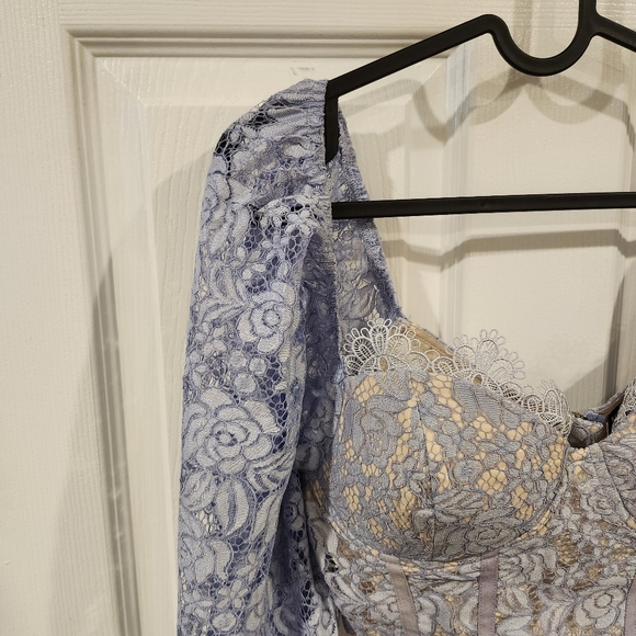 SHEIN | Blue Puff Sleeve Crop Blouse Small - Picture 4 of 6